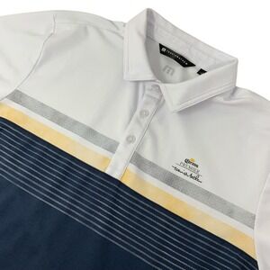 Travis Mathew Mens L Polo Shirt Short Sleeve Corona Premier Golf Pima Beer Blue